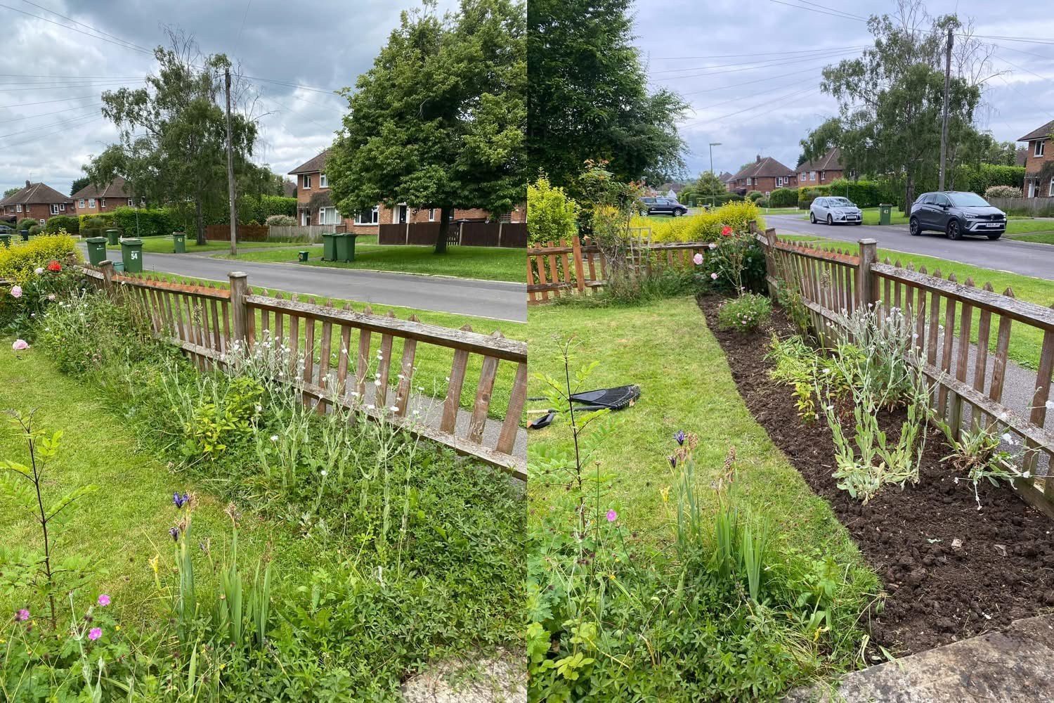 A long roadside border cleared and dug over