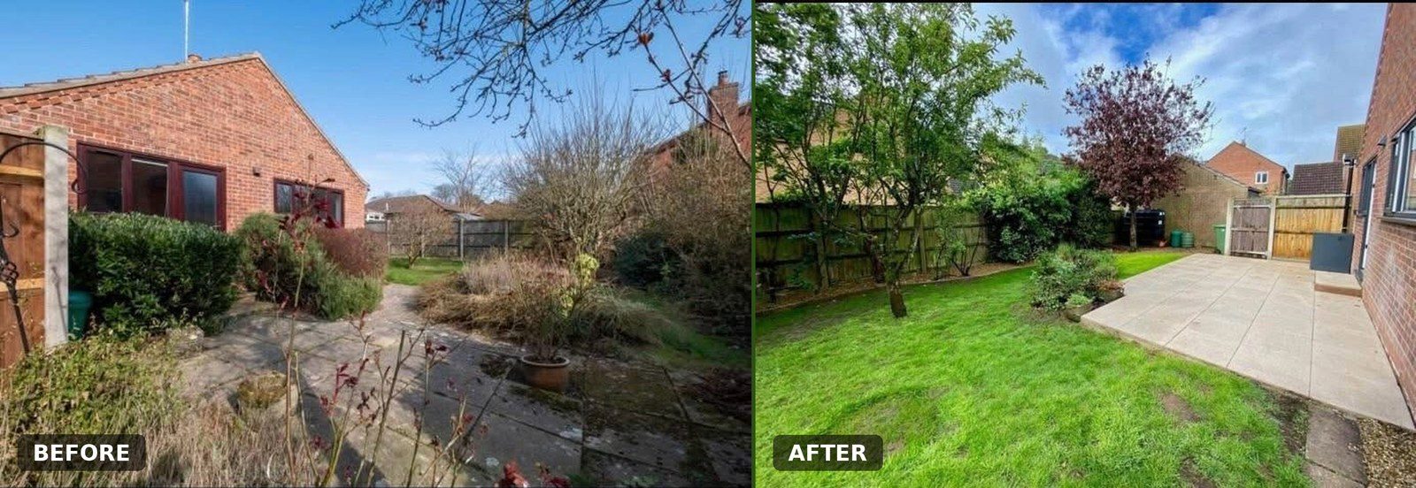 An overgrown garden cleared and new patio laid